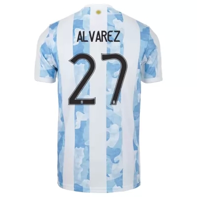 Kinder Argentinische Fussballnationalmannschaft Julian Alvarez #27 Heimtrikot Blau Weiss 2021 Trikot