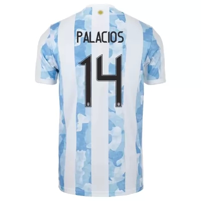 Damen Argentinische Fussballnationalmannschaft Exequiel Palacios #14 Heimtrikot Blau Weiss 2021 Trikot