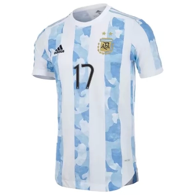 Kinder Argentinische Fussballnationalmannschaft Nicolas Dominguez #17 Heimtrikot Blau Weiss 2021 Trikot