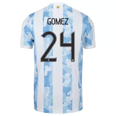 Kinder Argentinische Fussballnationalmannschaft Papu Gomez #24 Heimtrikot Blau Weiss 2021 Trikot