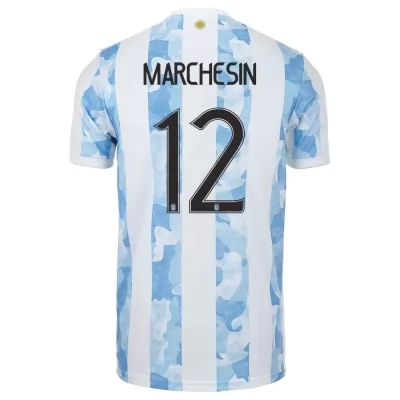 Kinder Argentinische Fussballnationalmannschaft Agustin Marchesin #12 Heimtrikot Blau Weiss 2021 Trikot