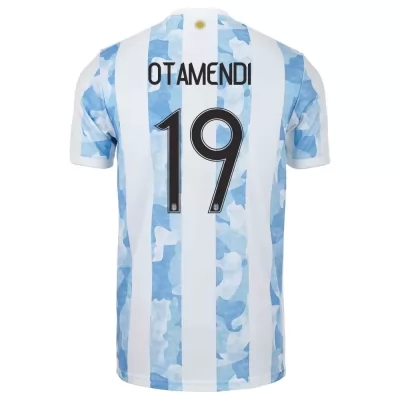 Kinder Argentinische Fussballnationalmannschaft Nicolas Otamendi #19 Heimtrikot Blau Weiss 2021 Trikot