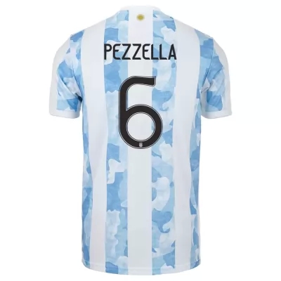 Kinder Argentinische Fussballnationalmannschaft German Pezzella #6 Heimtrikot Blau Weiss 2021 Trikot