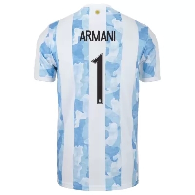 Kinder Argentinische Fussballnationalmannschaft Franco Armani #1 Heimtrikot Blau Weiss 2021 Trikot