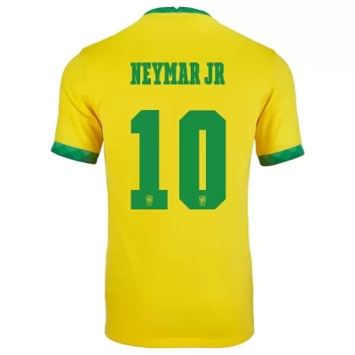 Damen Brasilianische Fussballnationalmannschaft Neymar #10 Heimtrikot Gelb 2021 Trikot