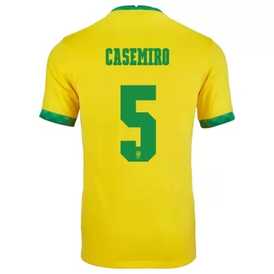 Herren Brasilianische Fussballnationalmannschaft Casemiro #5 Heimtrikot Gelb 2021 Trikot