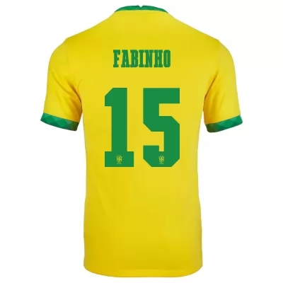 Kinder Brasilianische Fussballnationalmannschaft Fabinho #15 Heimtrikot Gelb 2021 Trikot
