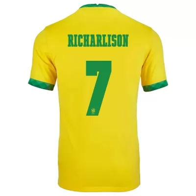 Damen Brasilianische Fussballnationalmannschaft Richarlison #7 Heimtrikot Gelb 2021 Trikot