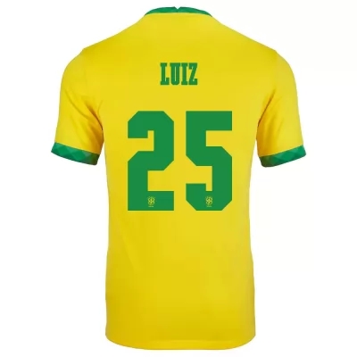 Kinder Brasilianische Fussballnationalmannschaft Douglas Luiz #25 Heimtrikot Gelb 2021 Trikot