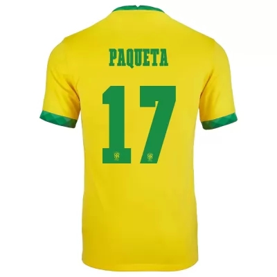 Herren Brasilianische Fussballnationalmannschaft Lucas Paqueta #17 Heimtrikot Gelb 2021 Trikot