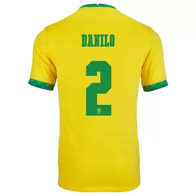 Kinder Brasilianische Fussballnationalmannschaft Danilo #2 Heimtrikot Gelb 2021 Trikot