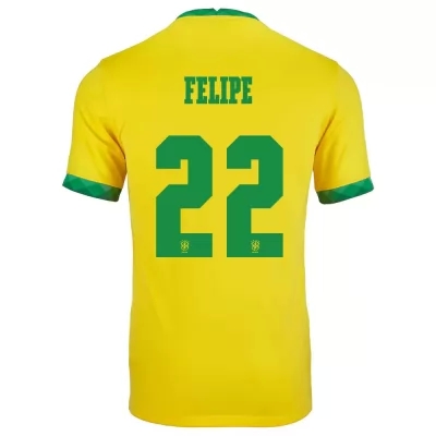 Damen Brasilianische Fussballnationalmannschaft Felipe #22 Heimtrikot Gelb 2021 Trikot