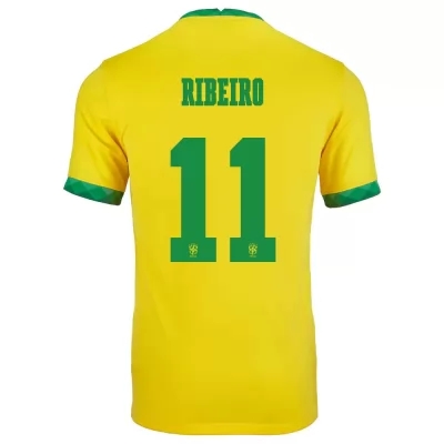 Damen Brasilianische Fussballnationalmannschaft Everton Ribeiro #11 Heimtrikot Gelb 2021 Trikot