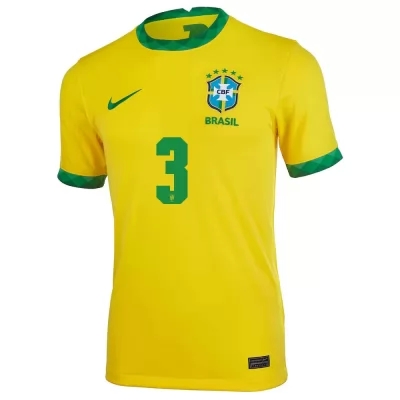 Kinder Brasilianische Fussballnationalmannschaft Thiago Silva #3 Heimtrikot Gelb 2021 Trikot
