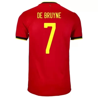 Kinder Belgische Fussballnationalmannschaft Kevin De Bruyne #7 Heimtrikot Rot 2021 Trikot