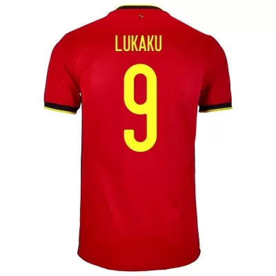 Kinder Belgische Fussballnationalmannschaft Romelu Lukaku #9 Heimtrikot Rot 2021 Trikot
