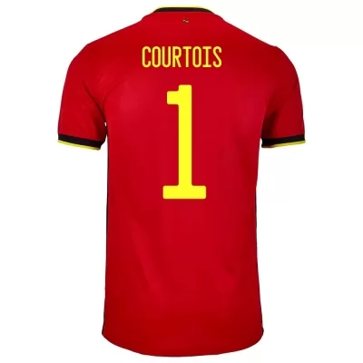 Kinder Belgische Fussballnationalmannschaft Thibaut Courtois #1 Heimtrikot Rot 2021 Trikot