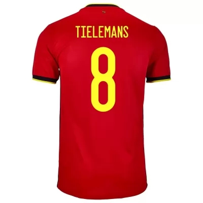 Kinder Belgische Fussballnationalmannschaft Youri Tielemans #8 Heimtrikot Rot 2021 Trikot
