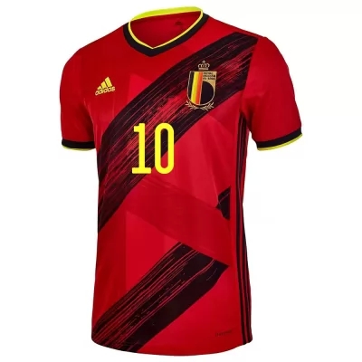 Herren Belgische Fussballnationalmannschaft Eden Hazard #10 Heimtrikot Rot 2021 Trikot