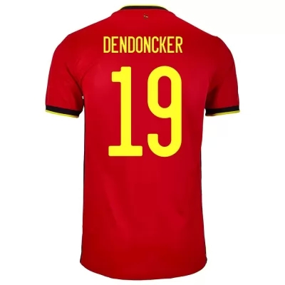 Kinder Belgische Fussballnationalmannschaft Leander Dendoncker #19 Heimtrikot Rot 2021 Trikot