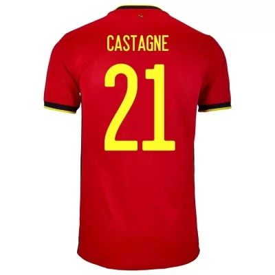 Damen Belgische Fussballnationalmannschaft Timothy Castagne #21 Heimtrikot Rot 2021 Trikot