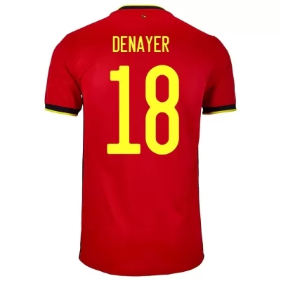 Damen Belgische Fussballnationalmannschaft Jason Denayer #18 Heimtrikot Rot 2021 Trikot