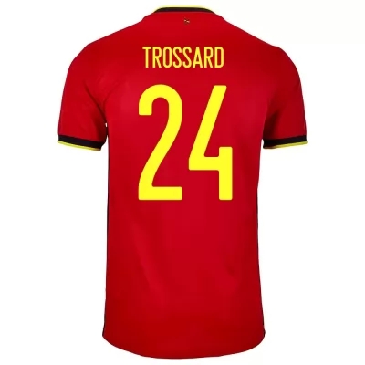 Kinder Belgische Fussballnationalmannschaft Leandro Trossard #24 Heimtrikot Rot 2021 Trikot