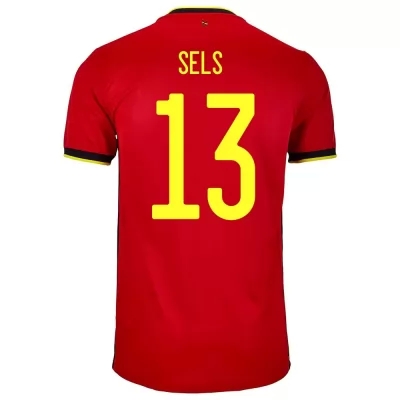 Kinder Belgische Fussballnationalmannschaft Matz Sels #13 Heimtrikot Rot 2021 Trikot