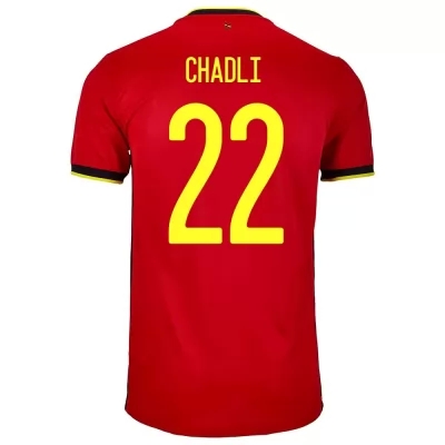 Kinder Belgische Fussballnationalmannschaft Nacer Chadli #22 Heimtrikot Rot 2021 Trikot