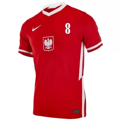 Kinder Polnische Fussballnationalmannschaft Karol Linetty #8 Heimtrikot Rot 2021 Trikot