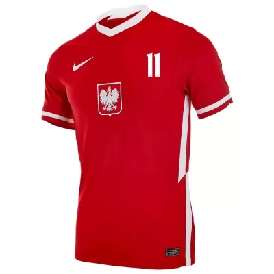 Kinder Polnische Fussballnationalmannschaft Karol Swiderski #11 Heimtrikot Rot 2021 Trikot