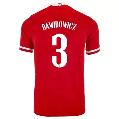 Damen Polnische Fussballnationalmannschaft Pawel Dawidowicz #3 Heimtrikot Rot 2021 Trikot