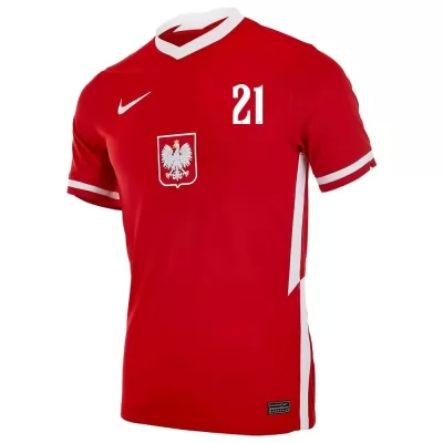 Herren Polnische Fussballnationalmannschaft Kamil Jozwiak #21 Heimtrikot Rot 2021 Trikot