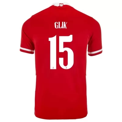Kinder Polnische Fussballnationalmannschaft Kamil Glik #15 Heimtrikot Rot 2021 Trikot