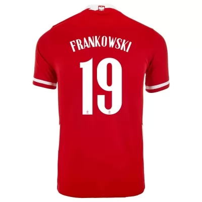 Kinder Polnische Fussballnationalmannschaft Przemyslaw Frankowski #19 Heimtrikot Rot 2021 Trikot