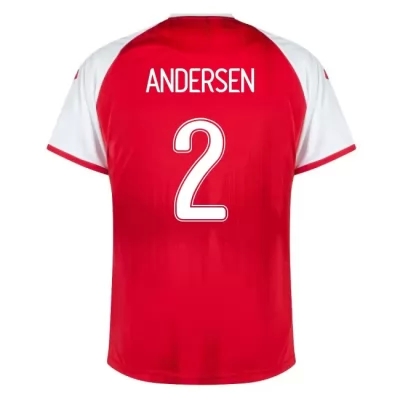 Kinder Dänische Fussballnationalmannschaft Joachim Andersen #2 Heimtrikot Rot 2021 Trikot