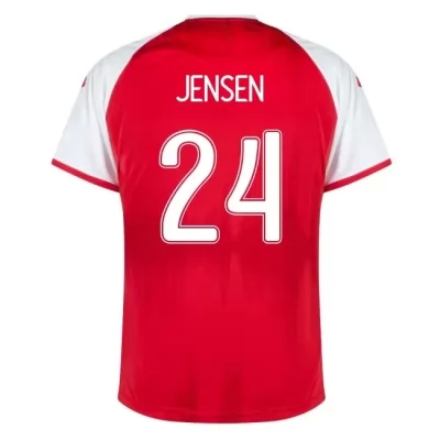 Herren Dänische Fussballnationalmannschaft Mathias Jensen #24 Heimtrikot Rot 2021 Trikot