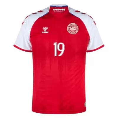 Damen Dänische Fussballnationalmannschaft Jonas Wind #19 Heimtrikot Rot 2021 Trikot