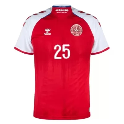 Herren Dänische Fussballnationalmannschaft Anders Christiansen #25 Heimtrikot Rot 2021 Trikot