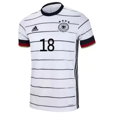 Damen Deutsche Fussballnationalmannschaft Leon Goretzka #18 Heimtrikot Weiß 2021 Trikot