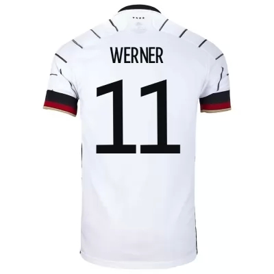 Herren Deutsche Fussballnationalmannschaft Timo Werner #11 Heimtrikot Weiß 2021 Trikot