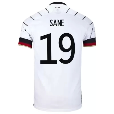 Kinder Deutsche Fussballnationalmannschaft Leroy Sane #19 Heimtrikot Weiß 2021 Trikot