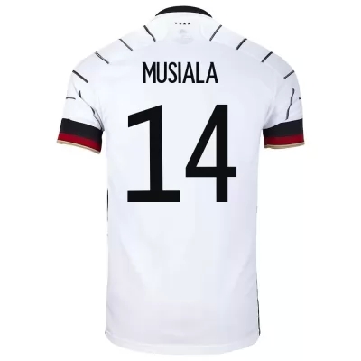 Damen Deutsche Fussballnationalmannschaft Jamal Musiala #14 Heimtrikot Weiß 2021 Trikot