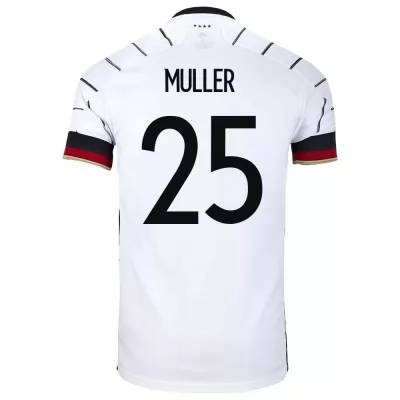 Kinder Deutsche Fussballnationalmannschaft Thomas Muller #25 Heimtrikot Weiß 2021 Trikot