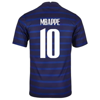 Kinder Französische Fussballnationalmannschaft Kylian Mbappe #10 Heimtrikot Dunkelblau 2021 Trikot