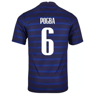 Kinder Französische Fussballnationalmannschaft Paul Pogba #6 Heimtrikot Dunkelblau 2021 Trikot