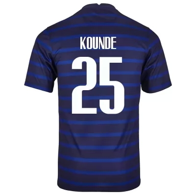 Damen Französische Fussballnationalmannschaft Jules Kounde #25 Heimtrikot Dunkelblau 2021 Trikot