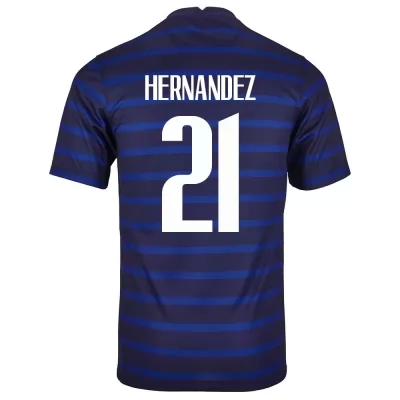 Herren Französische Fussballnationalmannschaft Lucas Hernandez #21 Heimtrikot Dunkelblau 2021 Trikot