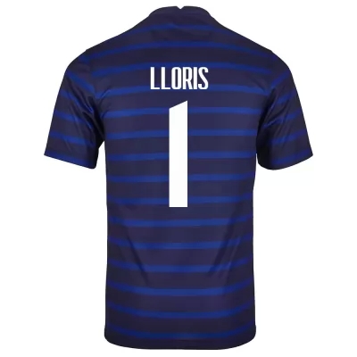 Damen Französische Fussballnationalmannschaft Hugo Lloris #1 Heimtrikot Dunkelblau 2021 Trikot