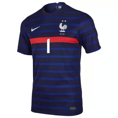 Herren Französische Fussballnationalmannschaft Hugo Lloris #1 Heimtrikot Dunkelblau 2021 Trikot